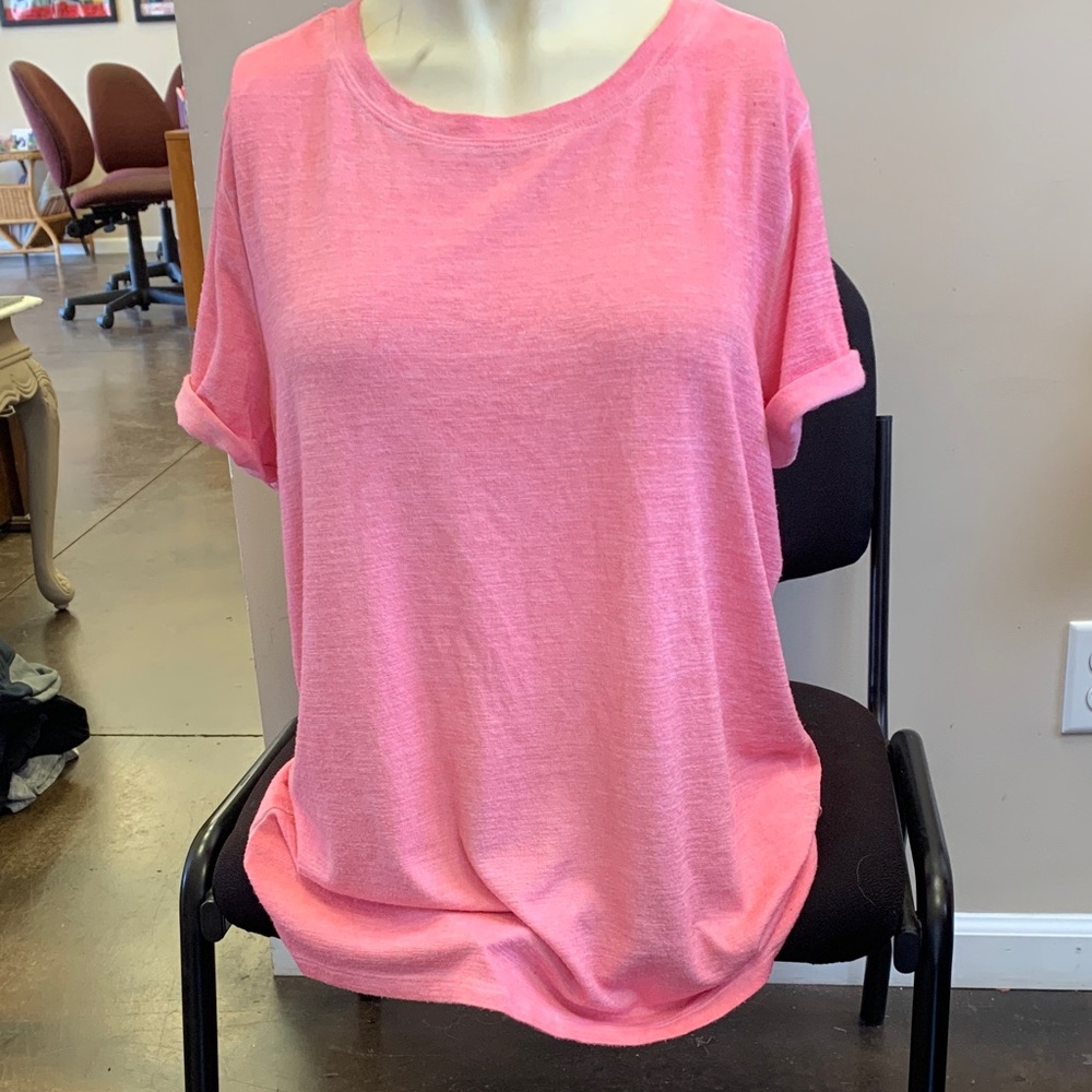 GAP Bright Pink Short Sleeve Tee with Cuffed Sleeves